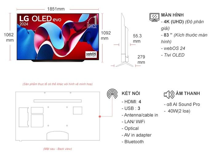 Smart Tivi OLED LG 4K 83 inch 83C4PSA