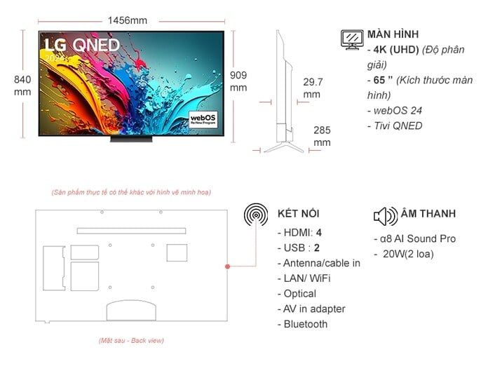 Smart Tivi QNED LG 4K 65 inch 65QNED86TSA