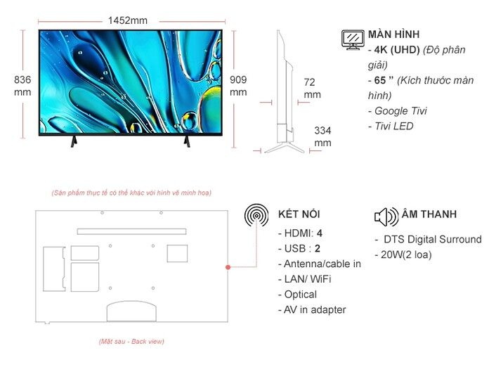 Google Tivi Sony 4K 65 inch K-65S30