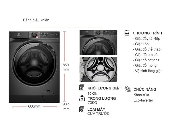 Máy giặt Electrolux UltimateCare 500 Inverter 10 kg EWF1023P5SC