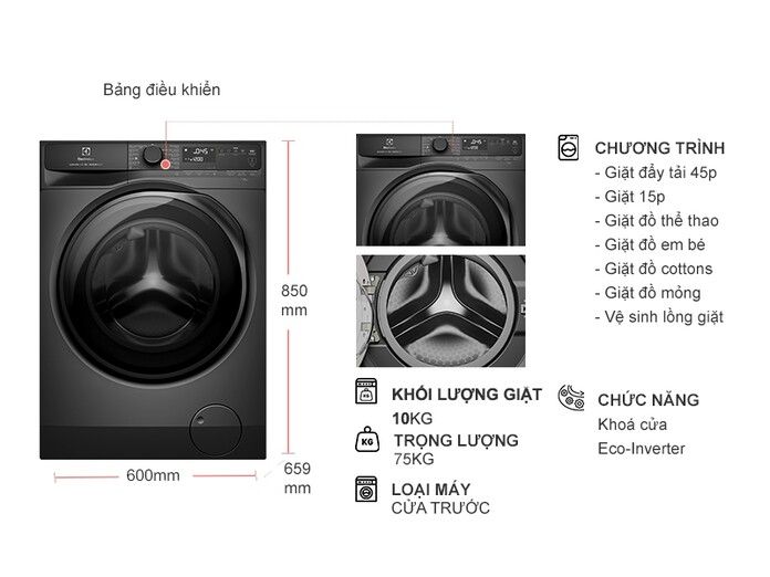 Máy giặt Electrolux UltimateCare 700 Inverter 10 kg EWF1043R7SC