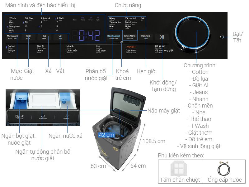 Máy giặt Aqua Inverter 16 kg AQW-DR160UHT PS