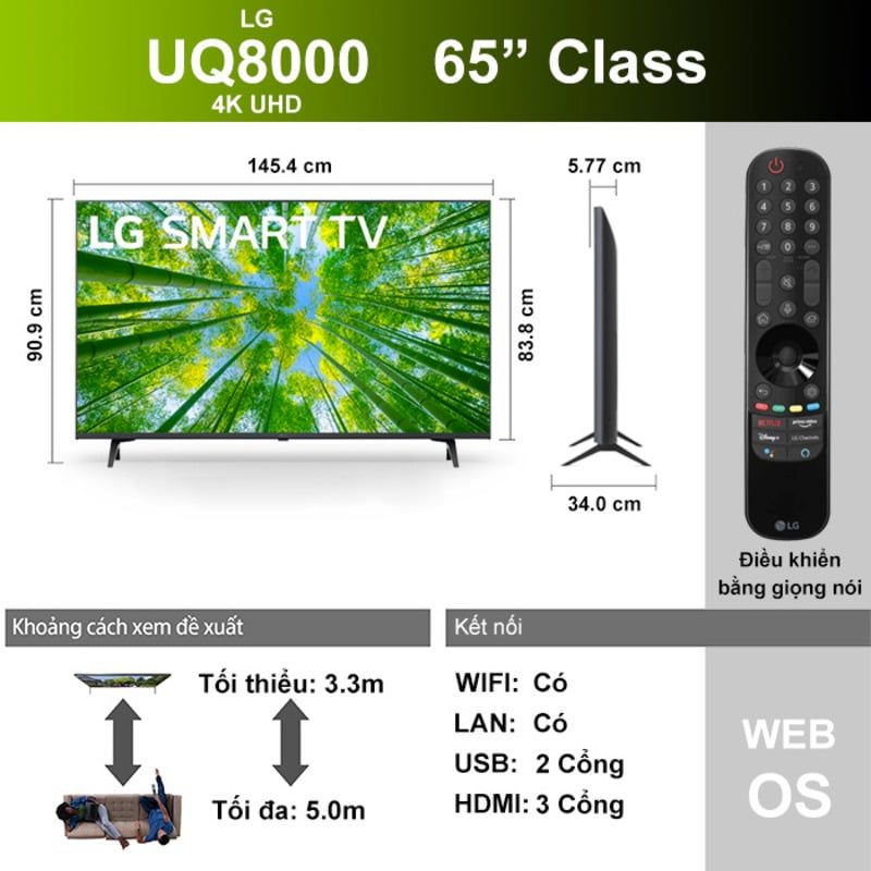 Smart Tivi LG 4K 65 inch 65UQ8000PSC