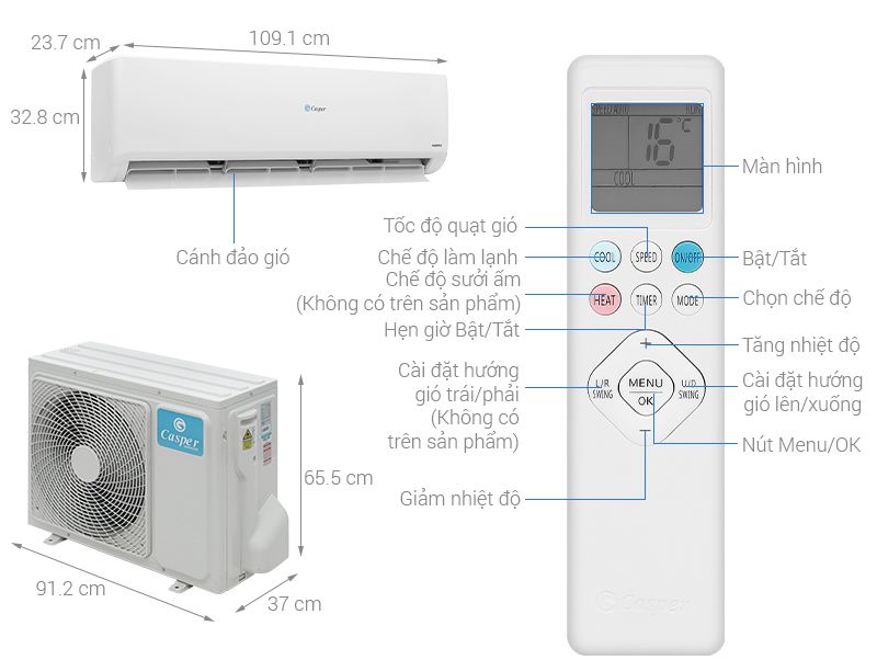 Điều hòa Casper 1 chiều Inverter 2.5HP-21.500BTU GC-24IS35
