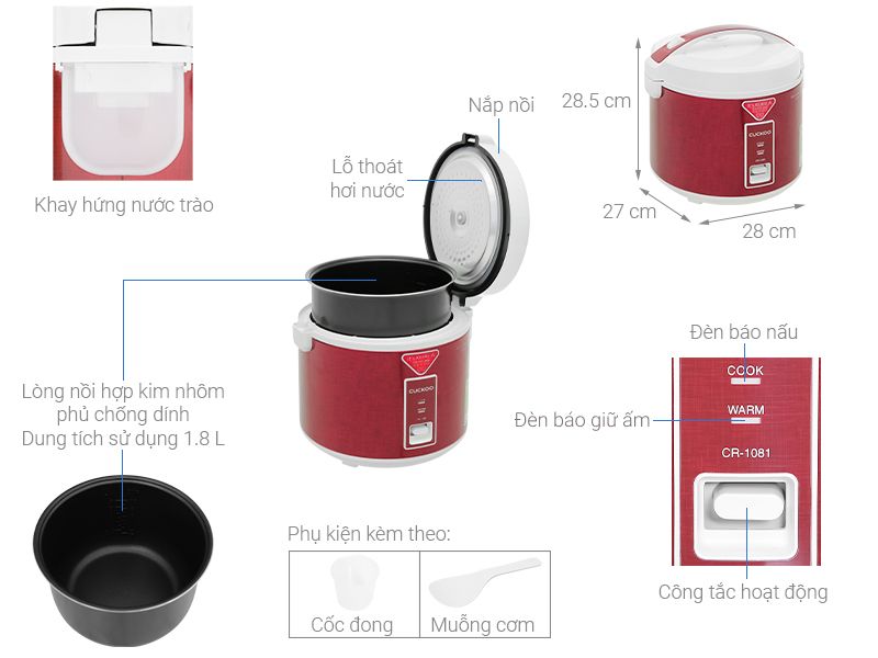 Nồi cơm nắp gài Cuckoo 1.8 lít CR-1081