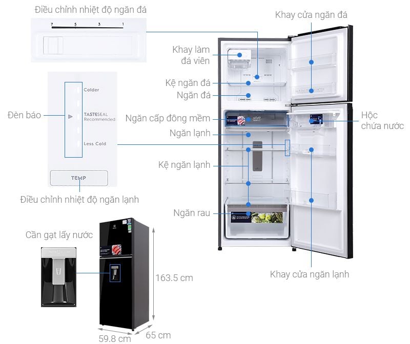 Tủ lạnh Electrolux Inverter 312L ETB3440K-H