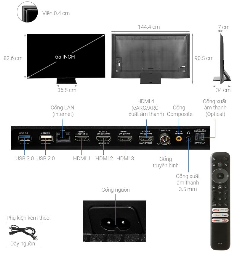 Google TV QD-Mini LED TCL 4K 65 inch 65C755
