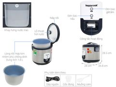 Nồi cơm nắp gài Happycook 1.8 lít HCJ-180V