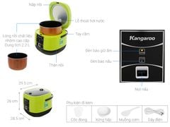 Nồi cơm nắp gài Kangaroo 2.2 lít KG22R1