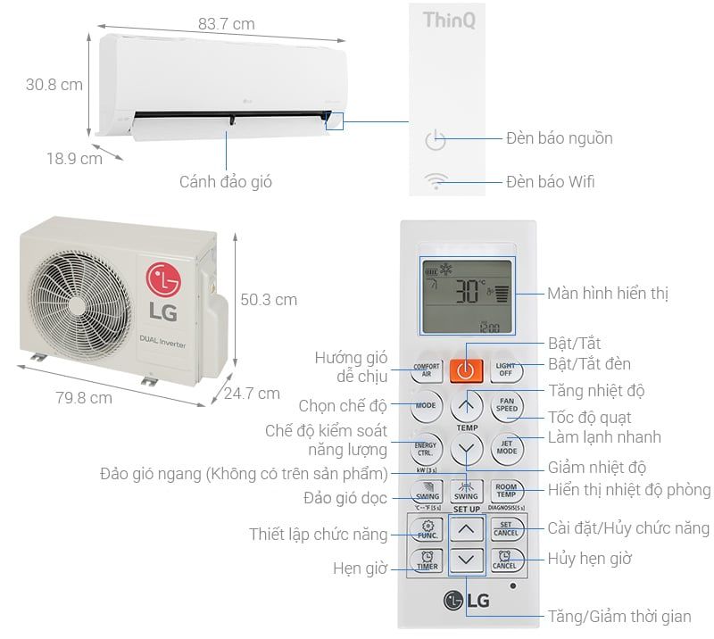 Điều hòa LG 1 chiều Inverter 1.5HP-11.000BTU V13WIN1