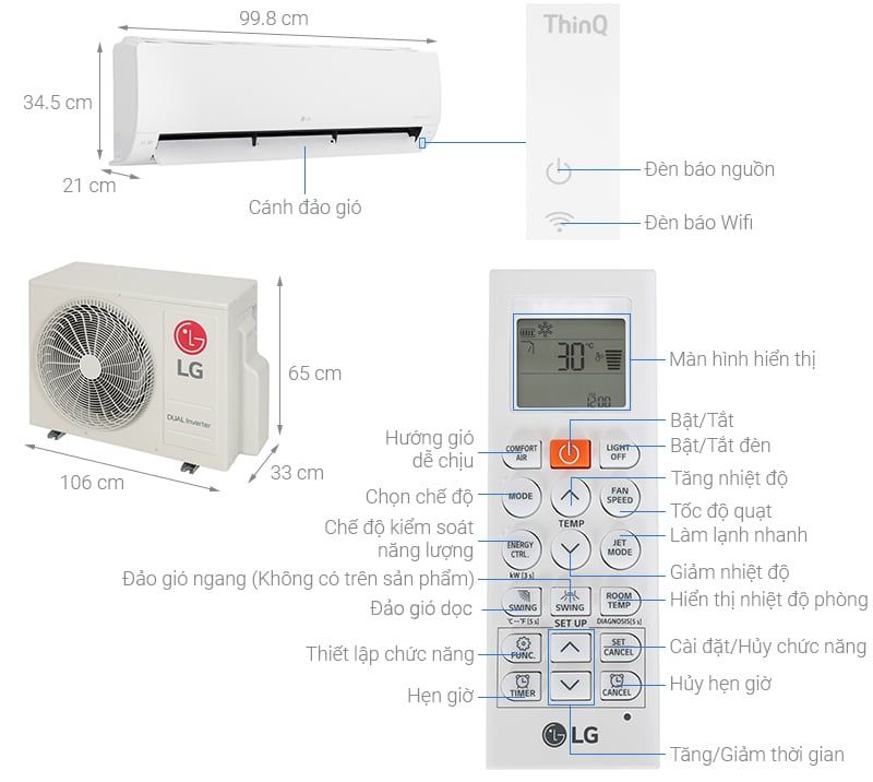 Điều hòa LG 1 chiều Inverter 2.5HP-21.000BTU V24WIN1