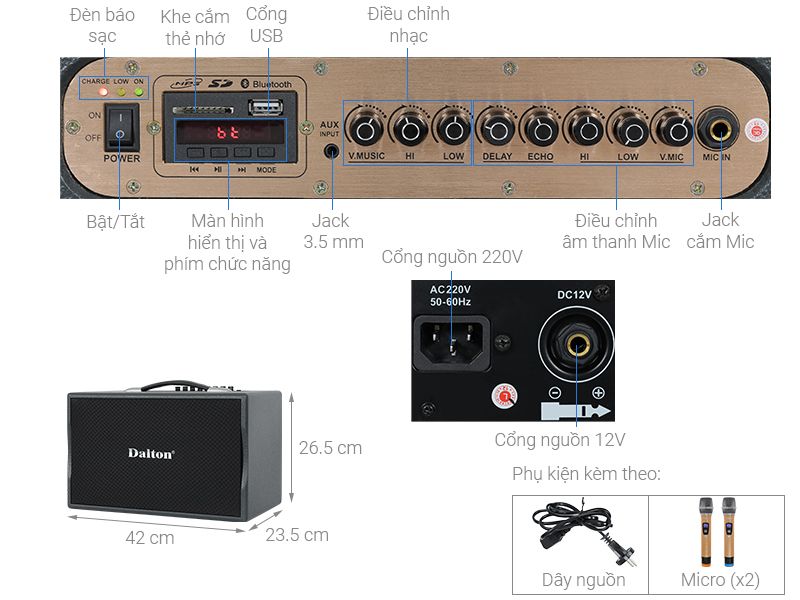 Loa karaoke xách tay Dalton PS-K20A 250W