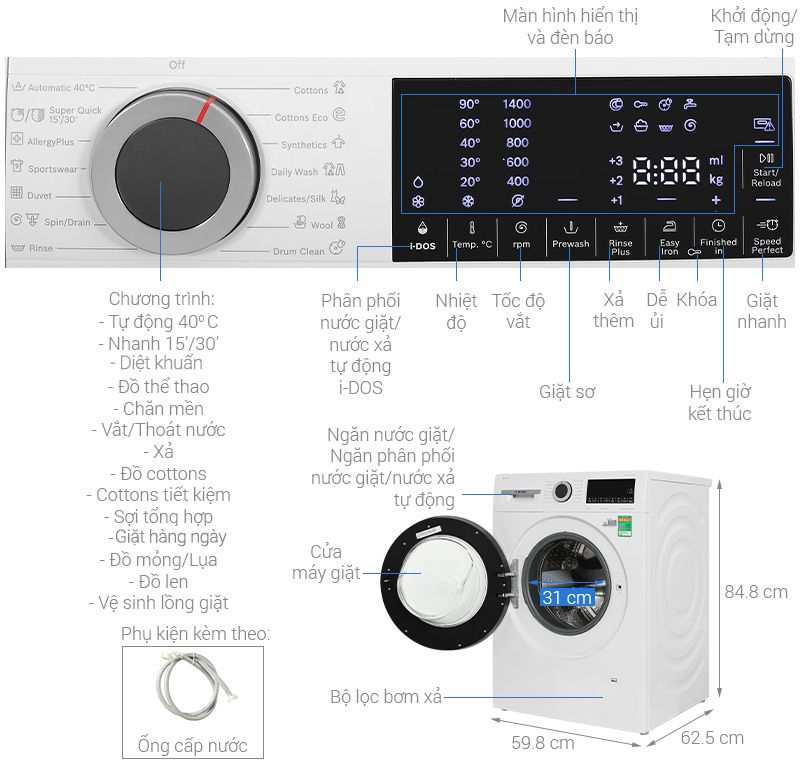 Máy giặt Bosch 9 kg WGG244A0SG