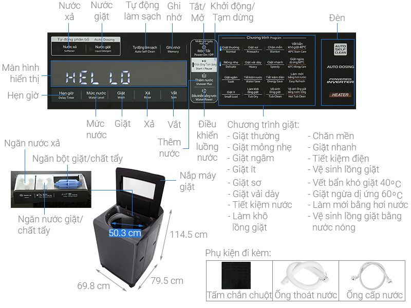 Máy giặt Hitachi Inverter 25 kg SF-250ZFVAD SS