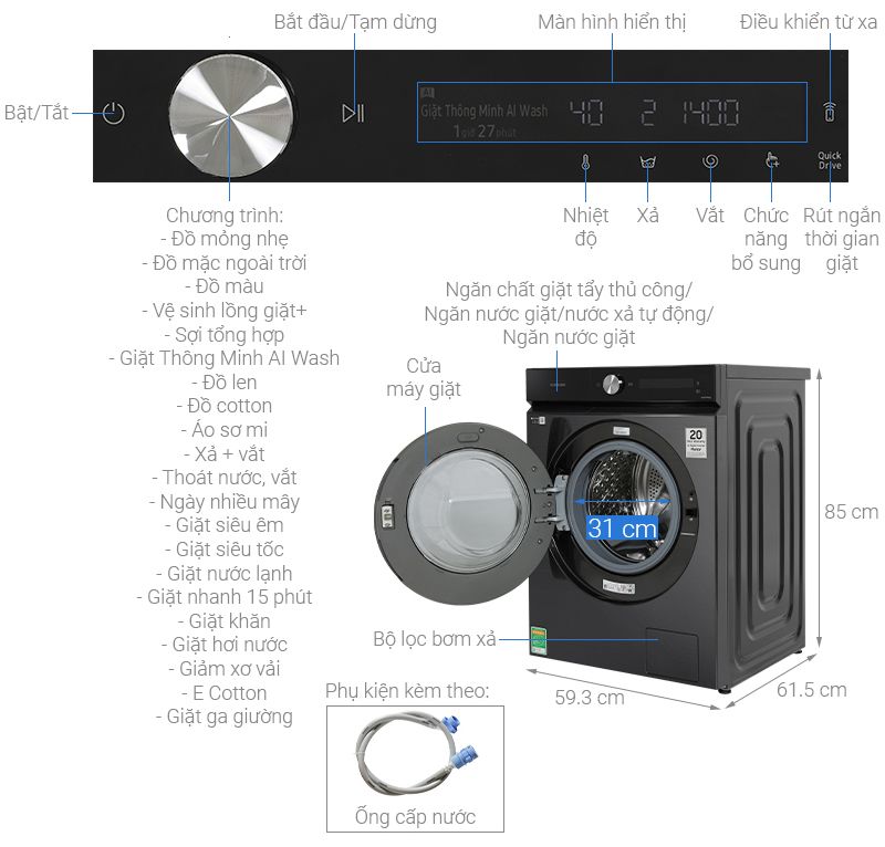Máy giặt Samsung Inverter 12 kg WW12CB944DGBSV