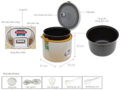 Nồi cơm nắp gài Sunhouse 2.8 lít SH 830