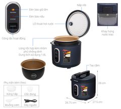 Nồi cơm nắp gài Sunhouse 1.8 lít SHD8632