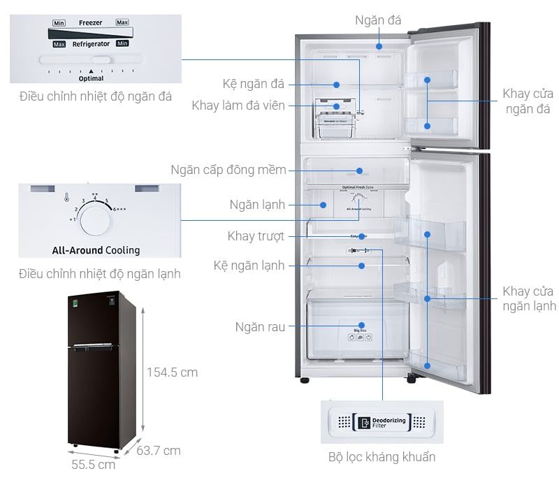 Tủ lạnh Samsung Inverter 236 lít RT22M4032BY/SV