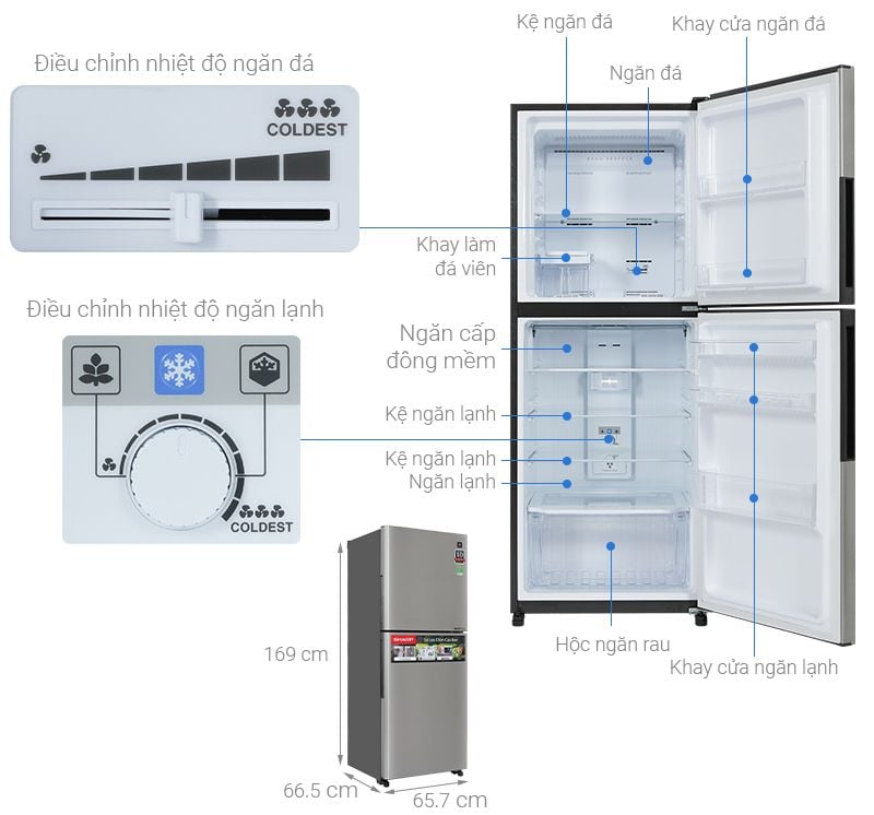 Tủ lạnh Sharp Inverter 330 lít SJ-XP352AE-SL