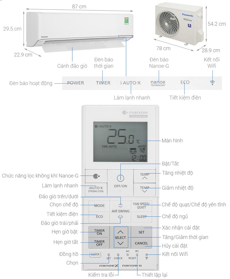Điều hòa Panasonic 2 chiều Inverter 1HP-8.700BTU CS-XZ9ZKH-8