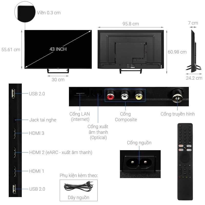 Google Tivi Xiaomi A Pro 4K 43 inch L43M8-A2SEA