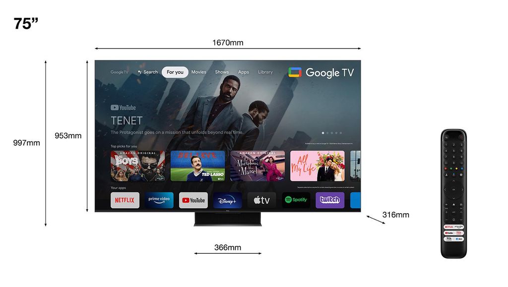 Google Tivi QD-Mini LED TCL 4K 75 inch 75C845