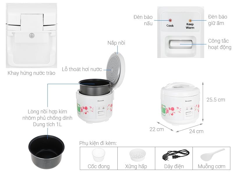 Nồi cơm nắp gài Panasonic 1 lít SR-MVN10FRAX