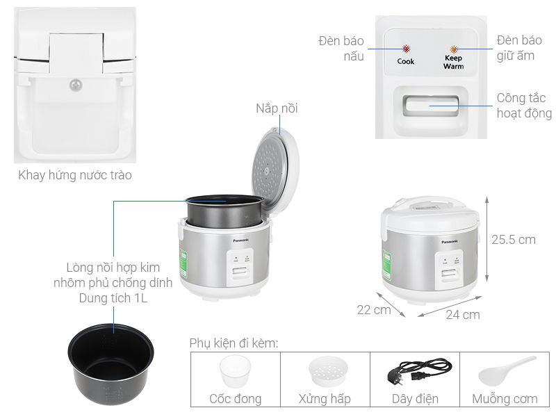 Nồi cơm nắp gài Panasonic 1 lít SR-MVN10LRAX