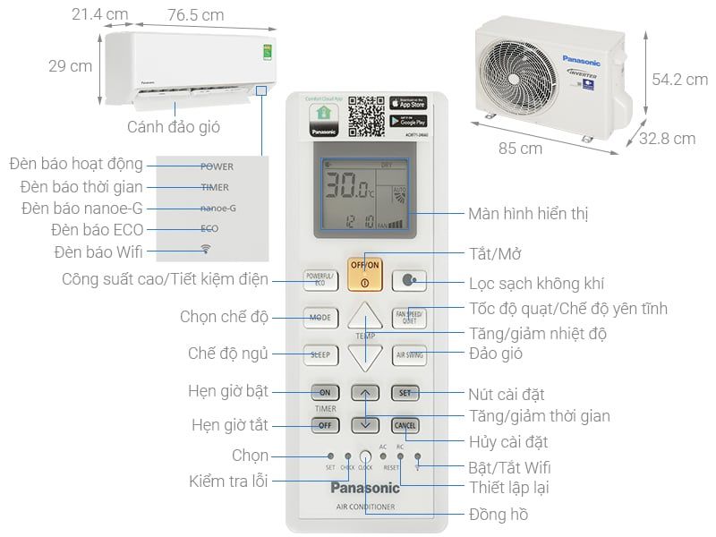Điều hòa Panasonic 2 chiều Inverter 1HP-9000BTU CS-YZ9AKH-8