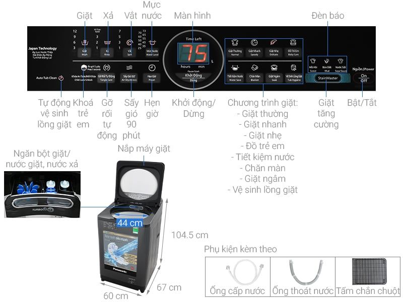 Máy giặt Panasonic Inverter 11.5 Kg NA-FD11AR1BV