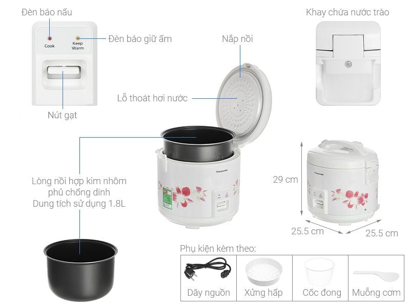 Nồi cơm nắp gài Panasonic 1.8 lít SR-MVN18FRAX