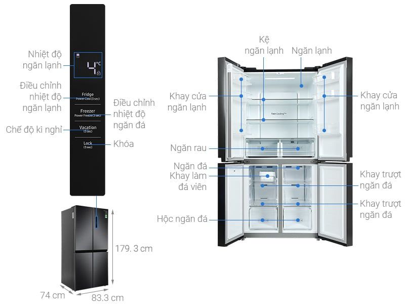 Tủ lạnh Samsung Inverter 488 lít Multi Door RF48A4000B4/SV