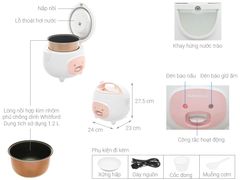 Nồi cơm nắp gài Sunhouse 1.2 lít SHD8217W
