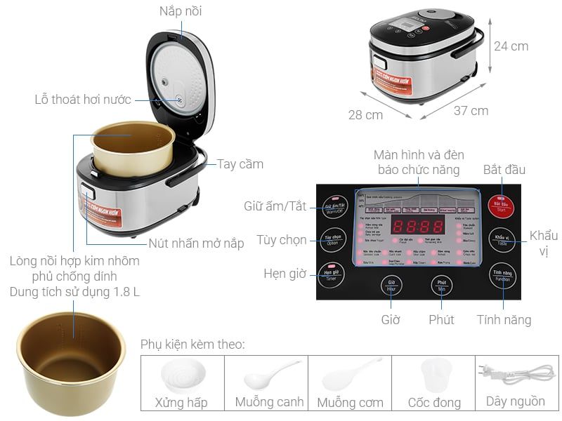 Nồi cơm điện tử Sunhouse mama 1.8 lít SHD8903