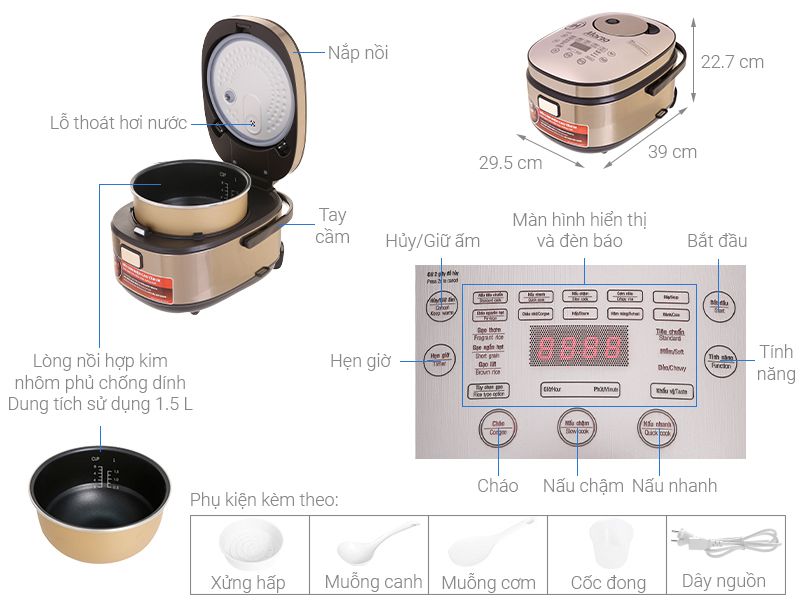 Nồi cơm cao tần Sunhouse Mama 1.5 lít SHD8955
