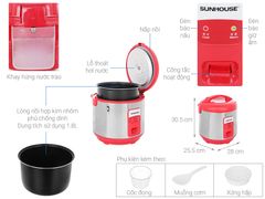 Nồi cơm nắp gài Sunhouse 1.8 lít SH18S