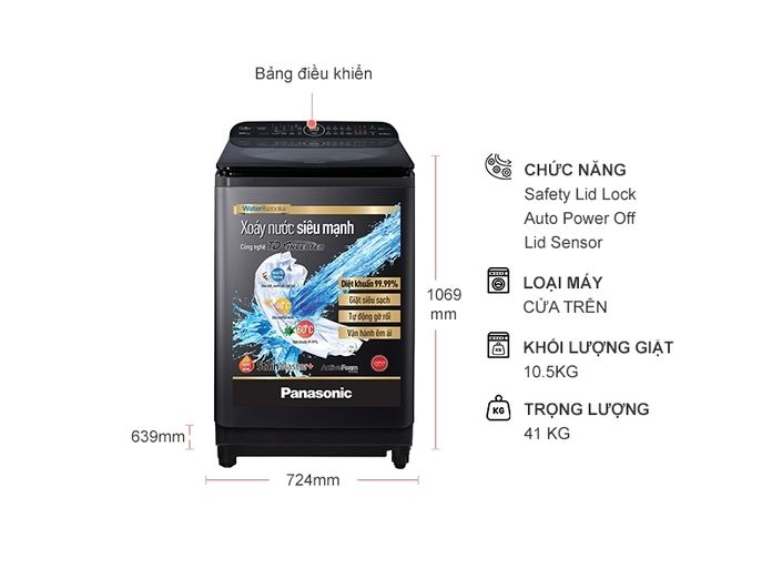 Máy giặt Panasonic Inverter 10.5 Kg NA-FD10VR1BV