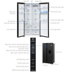 Tủ lạnh Aqua Inverter 550 lít Side By Side AQR-S612XA(WCB)