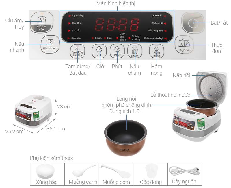 Nồi cơm cao tần Tefal 1.5 lít RK808168