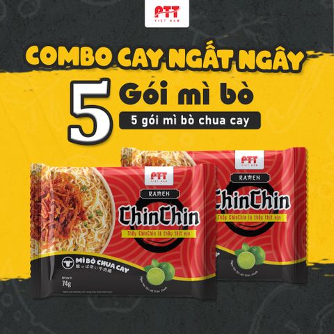 Combo mì ăn liền Chin Chin: 5 mì bò chua cay