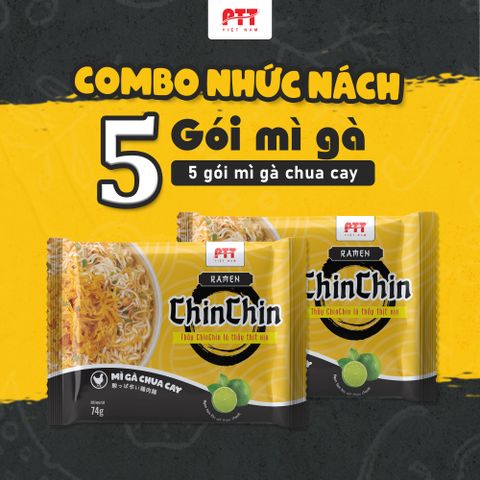 Combo mì ăn liền Chin Chin: 5 mì gà chua cay