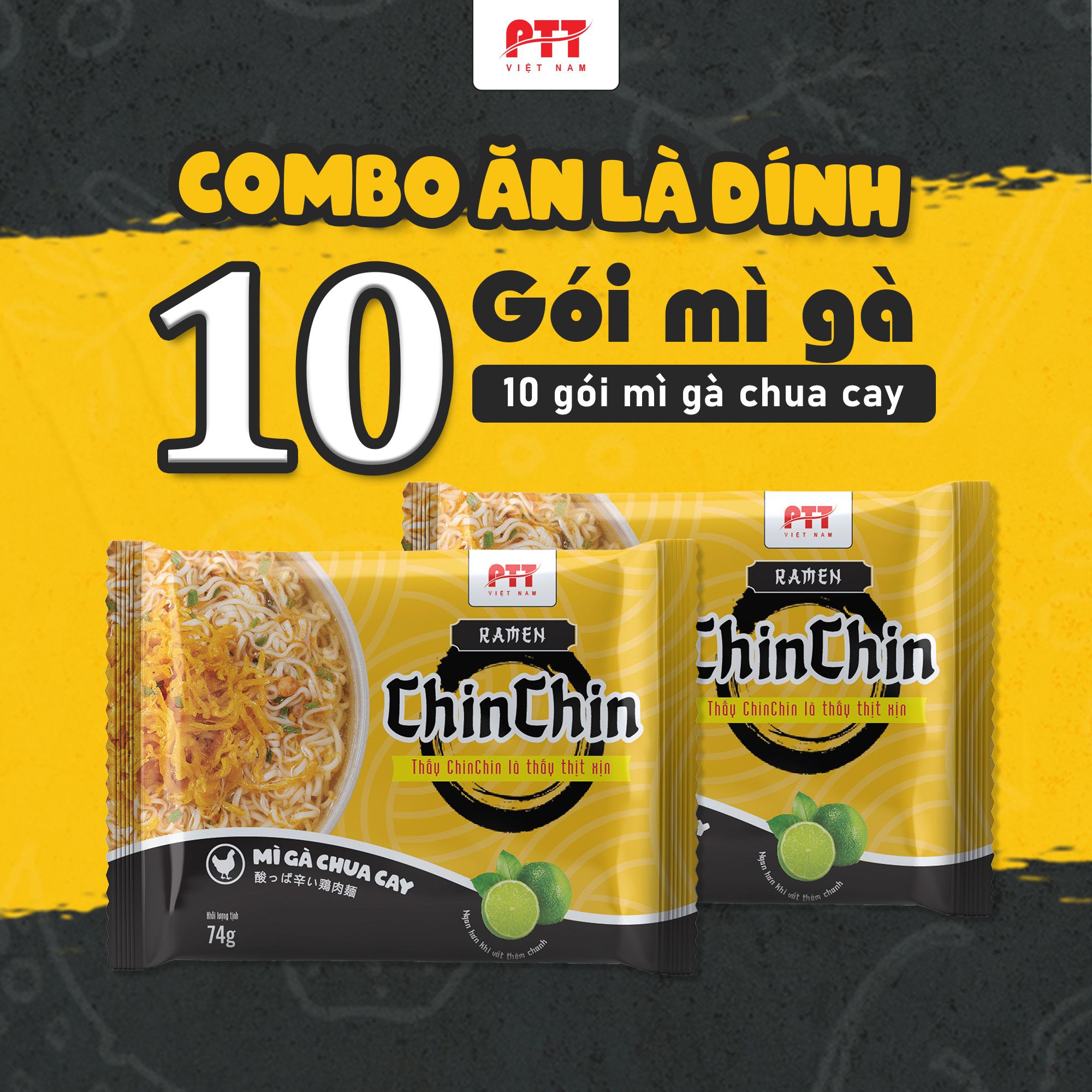 Combo mì ăn liền Chin Chin: 10 mì gà chua cay