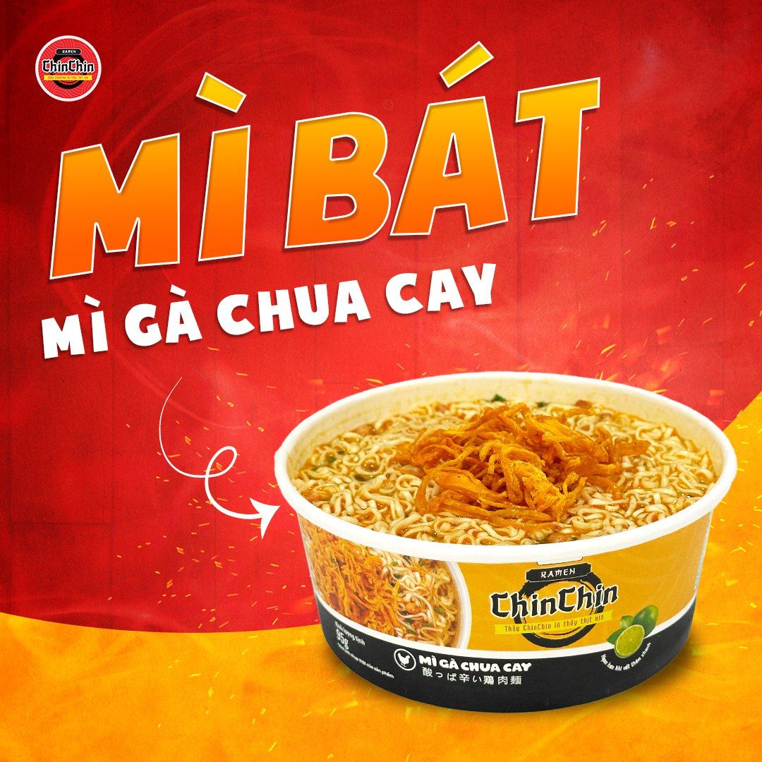 Mì ăn liền Chin Chin - Mì gà chua cay - 95g - 1 bát