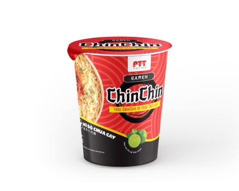 Mì ăn liền Chin Chin mị bò chua cay 77g 1 cốc, mì cốc