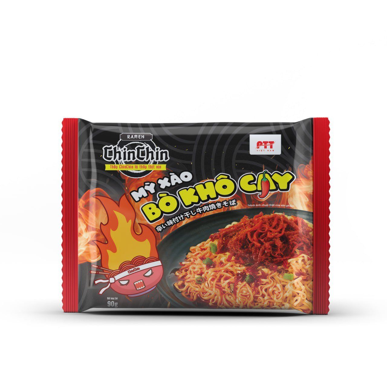  Mì ăn liền Chin Chin - Mì xào bò khô cay - 90g - 1 gói 