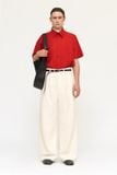  CREAM WOOL-VISCOSE WIDE LEG TROUSERS 