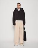  CREAM CLEAN-WAIST WIDE TROUSERS 