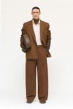  BROWN REFINED WOOL VISCOSE TROUSERS 