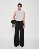  BLACK SIDE PLEAT WIDE LEG JEANS 