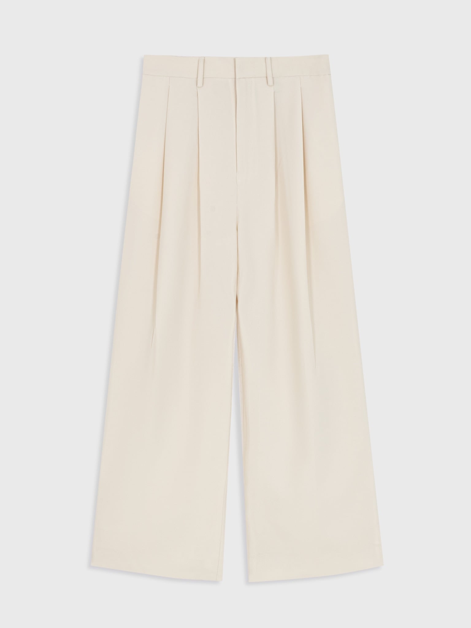 CREAM WOOL-VISCOSE WIDE LEG TROUSERS 